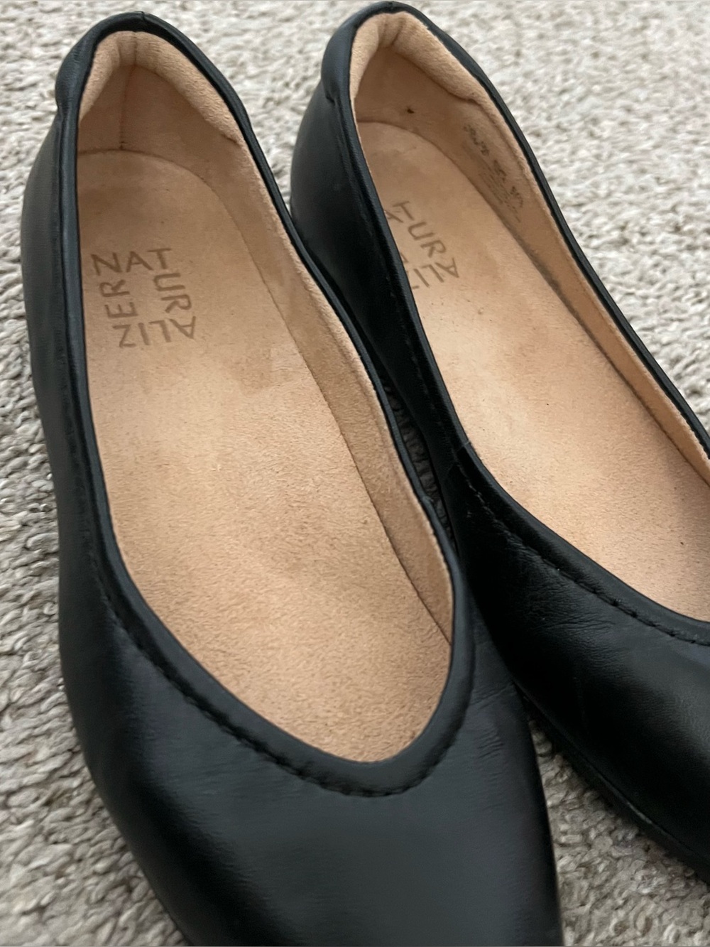 Naturalizer Vivienne Black Leather Rounded Toe Flats Size 6.5 - Picture 13 of 14